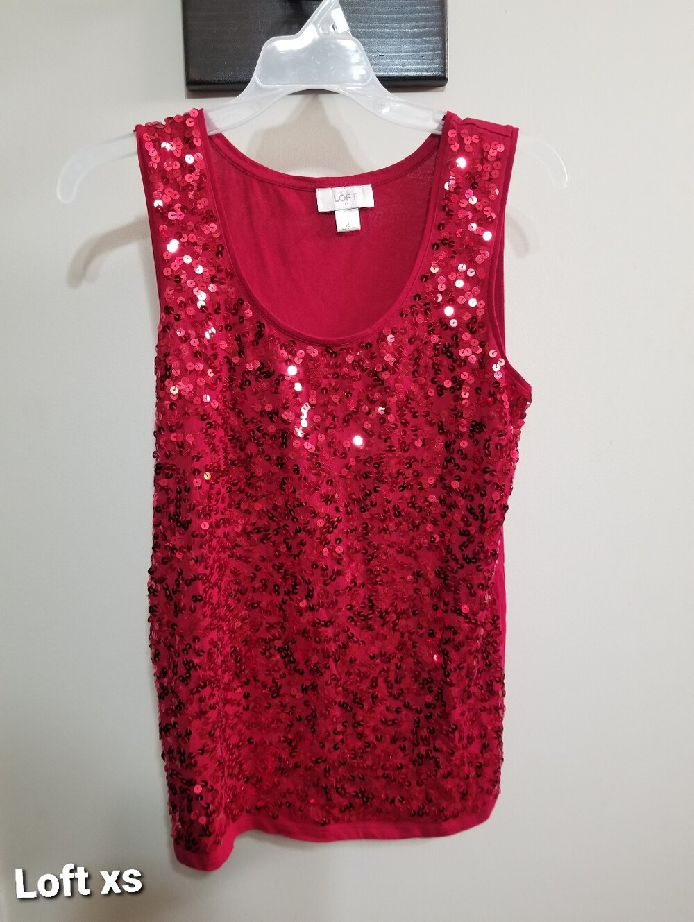 LOFT XS Red Sequin Tank Top Nwotags Festive Party